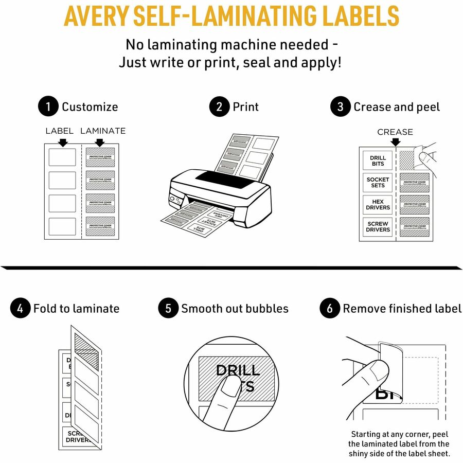 Avery Easy Align ID Label - 2 5/16" Width x 3 5/16" Length - Permanent Adhesive - Rectangle - Laser, Inkjet - White - Film, Laminate - 4 / Sheet - 25 Total Sheets - 100 Total Label(s) - 5