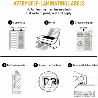 Self-Laminating ID Labels, Inkjet/Laser Printers, 1.332 x 3.5, White, 10/Sheet, 25 Sheets/Pack