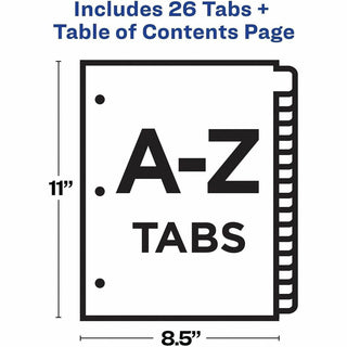 Customizable TOC Ready Index Multicolor Tab Dividers, 26-Tab, A to Z, 11 x 8.5, White, Contemporary Color Tabs, 1 Set