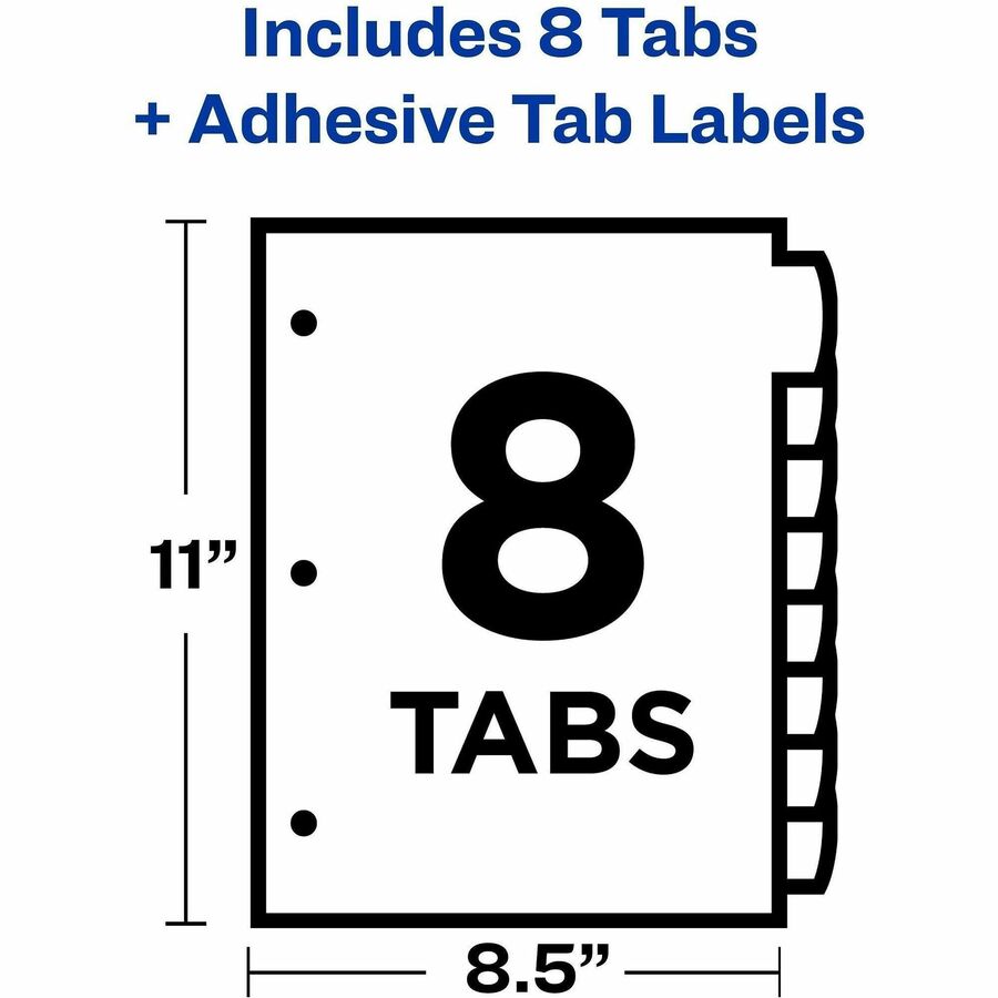 Big Tab Ultralast Plastic Dividers, 8-Tab, 11 x 8.5, Assorted, 1 Set