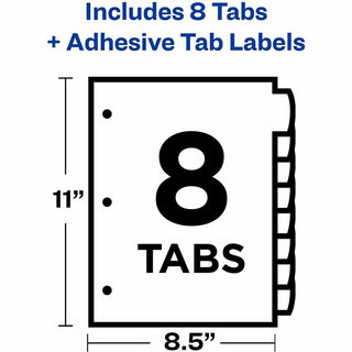 Big Tab Ultralast Plastic Dividers, 8-Tab, 11 x 8.5, Assorted, 1 Set
