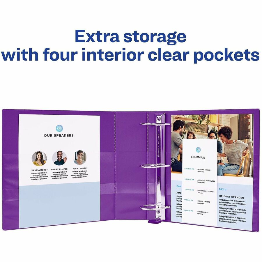 Heavy-Duty View Binder with DuraHinge and One Touch EZD Rings, 3 Rings, 1" Capacity, 11 x 8.5, Purple