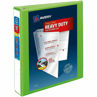 Heavy-Duty View Binder with DuraHinge and One Touch EZD Rings, 3 Rings, 1.5" Capacity, 11 x 8.5, Chartreuse