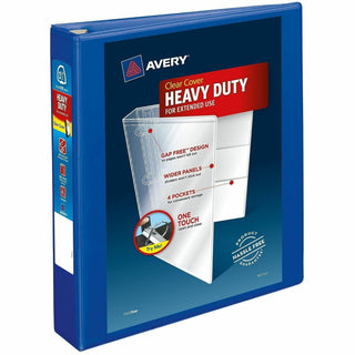 Heavy-Duty View Binder with DuraHinge and One Touch EZD Rings, 3 Rings, 1.5" Capacity, 11 x 8.5, Pacific Blue