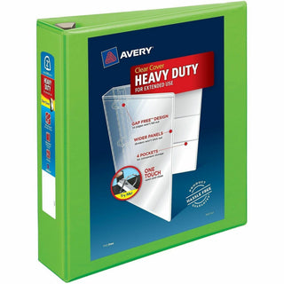 Heavy-Duty View Binder with DuraHinge and One Touch EZD Rings, 3 Rings, 2" Capacity, 11 x 8.5, Chartreuse