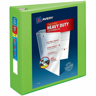 Heavy-Duty View Binder with DuraHinge and Locking One Touch EZD Rings, 3 Rings, 3" Capacity, 11 x 8.5, Chartreuse