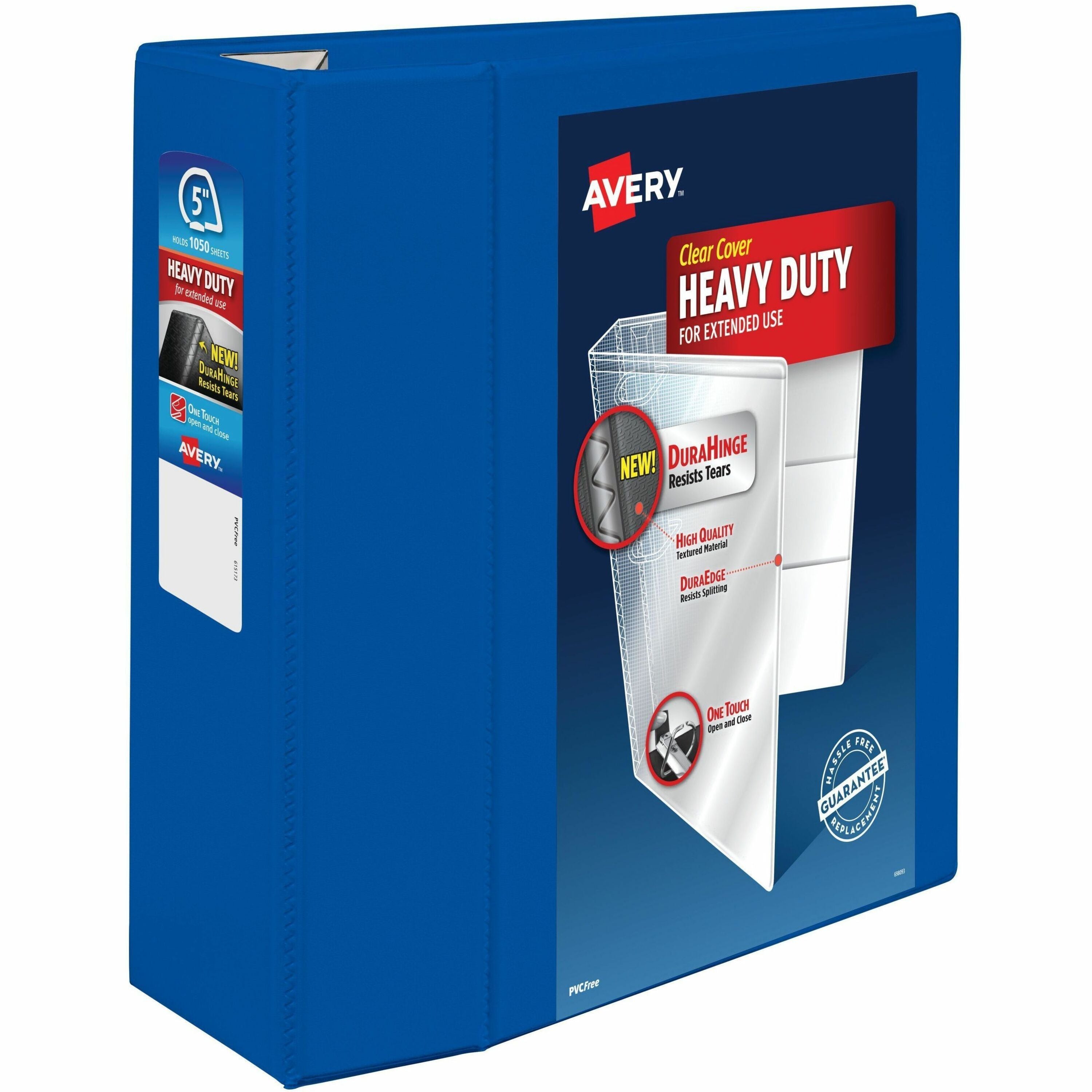 Heavy-Duty View Binder with DuraHinge and Locking One Touch EZD Rings, 3 Rings, 5" Capacity, 11 x 8.5, Pacific Blue