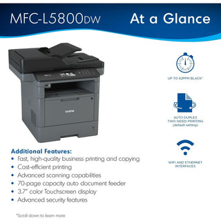 MFCL5800DW Business Laser All-in-One Printer with Duplex Printing and Wireless Networking