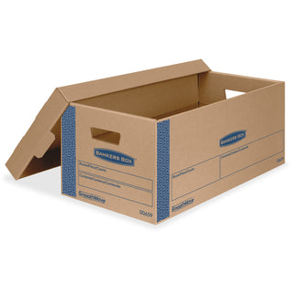 SmoothMove Prime Moving/Storage Boxes, Lift-Off Lid, Half Slotted Container, Small, 12" x 24" x 10", Brown/Blue, 8/Carton