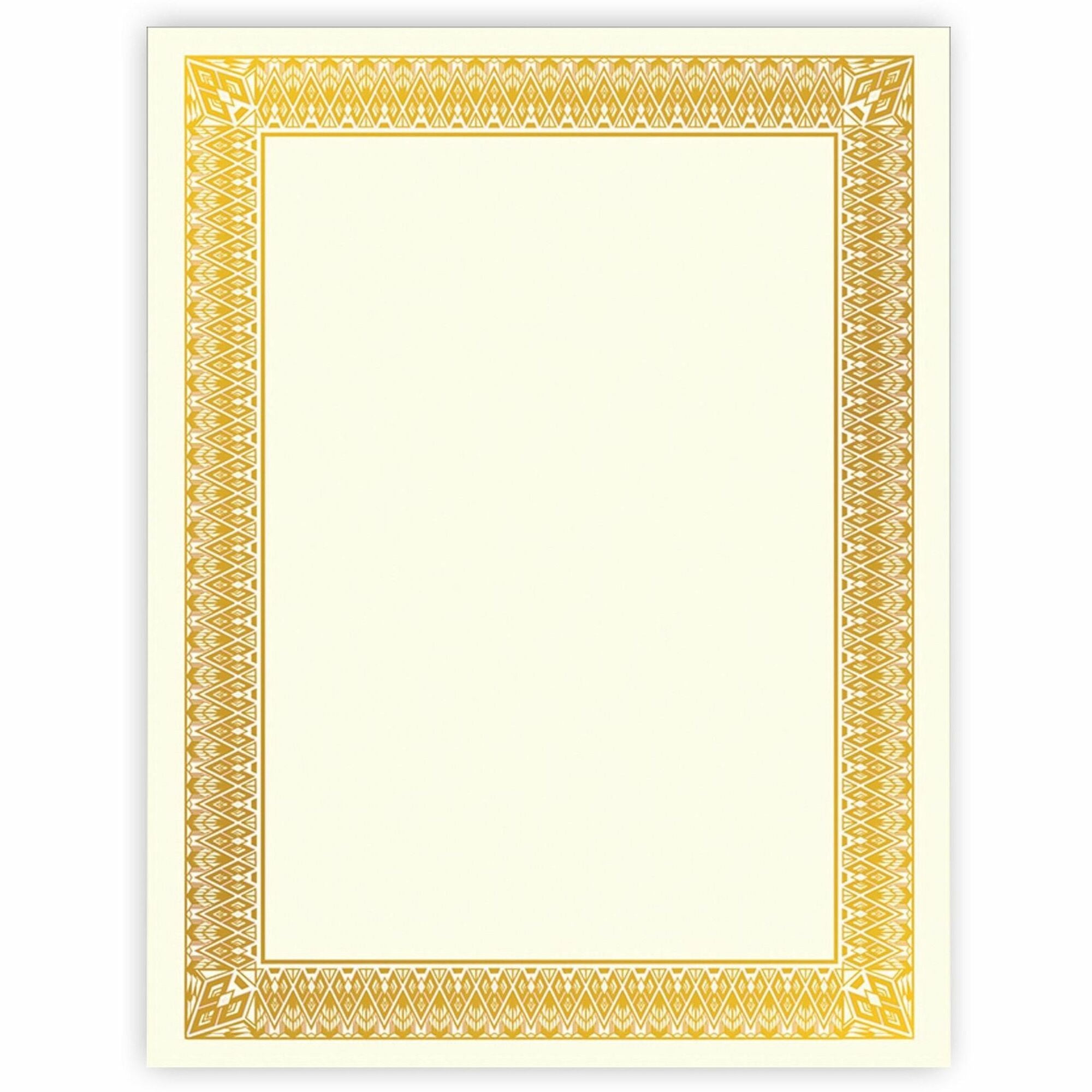 Geographics Gold Foil Certificate - Laser, Inkjet Compatible - Gold with Gold Border - 15 / Pack - 