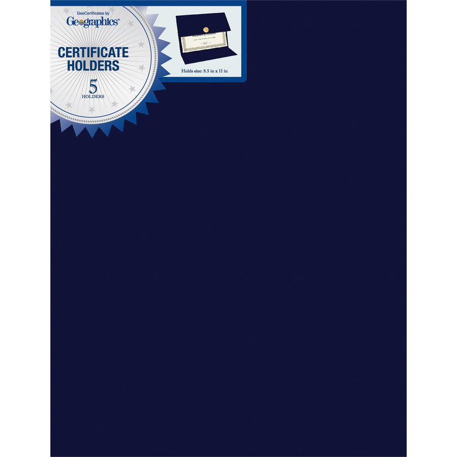 Geographics Recycled Certificate Holder - Navy - 30% Recycled - 5 / Pack - 