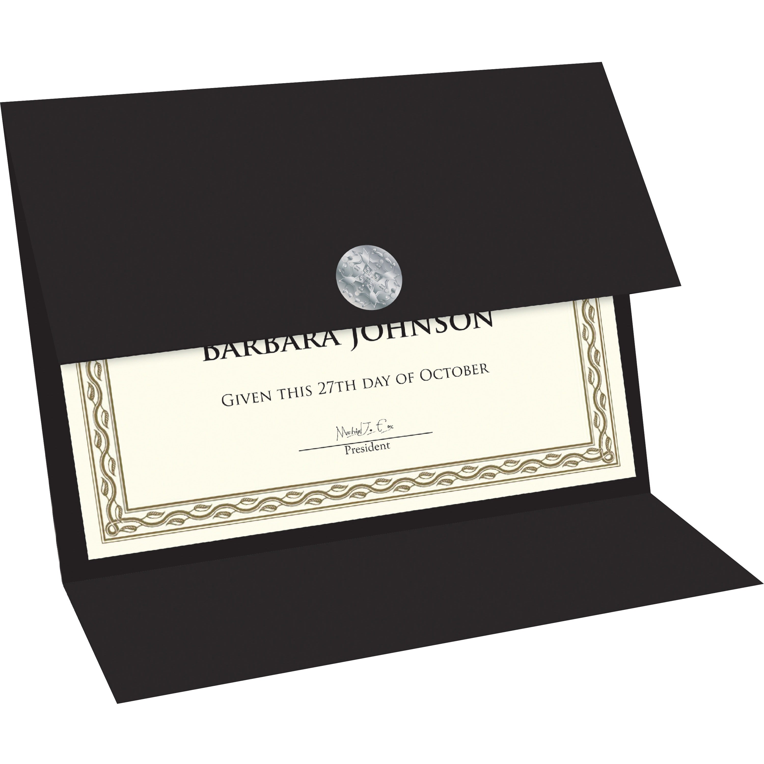 Geographics Recycled Certificate Holder - Black - 30% Recycled - 5 / Pack - 