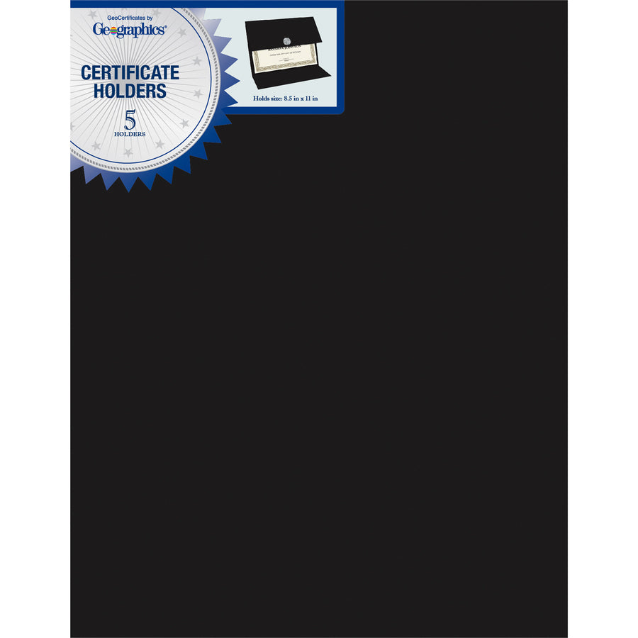 Geographics Recycled Certificate Holder - Black - 30% Recycled - 5 / Pack - 