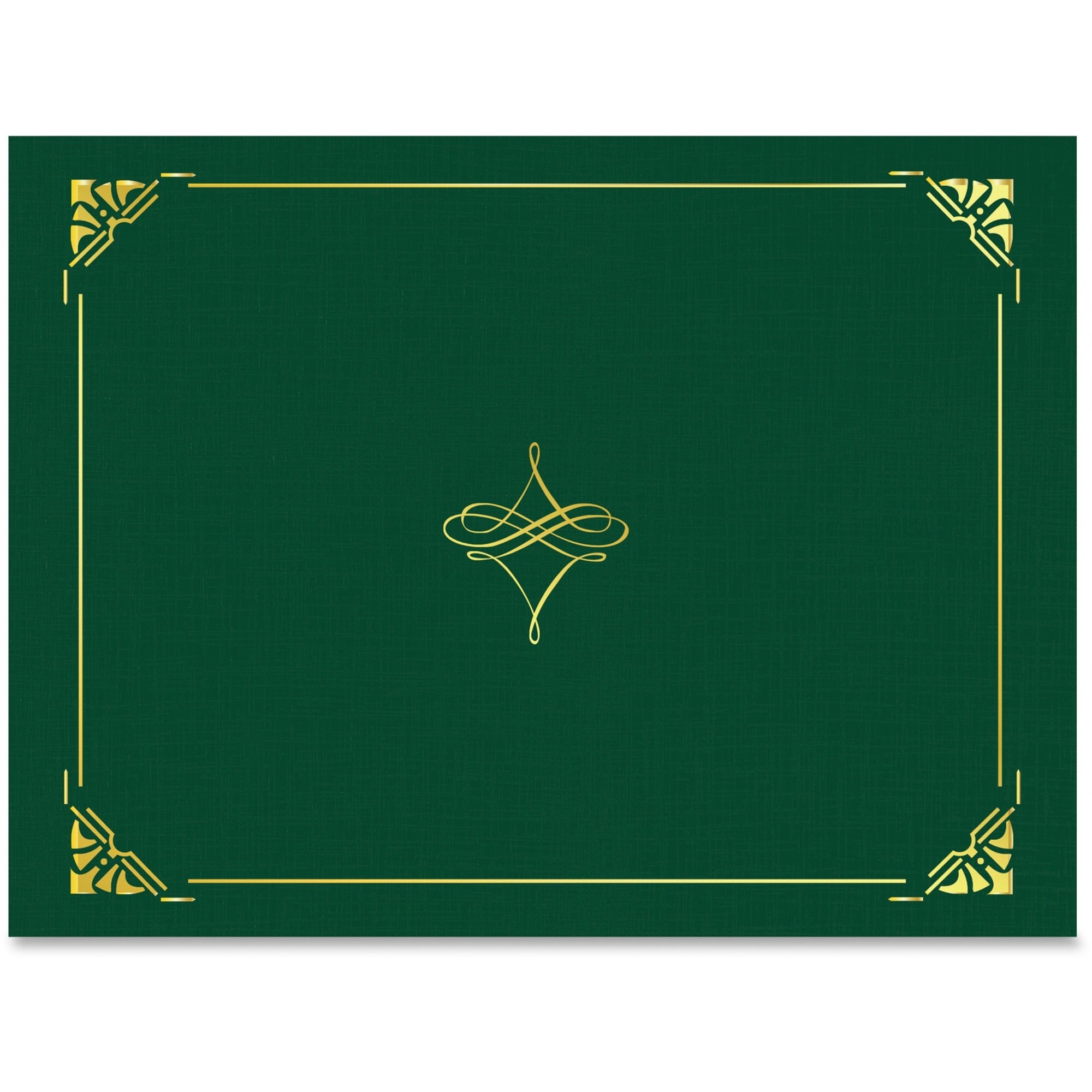 Geographics Letter Recycled Certificate Holder - 8 1/2" x 11" - Hunter Green, Gold - 30% Recycled - 5 / Pack