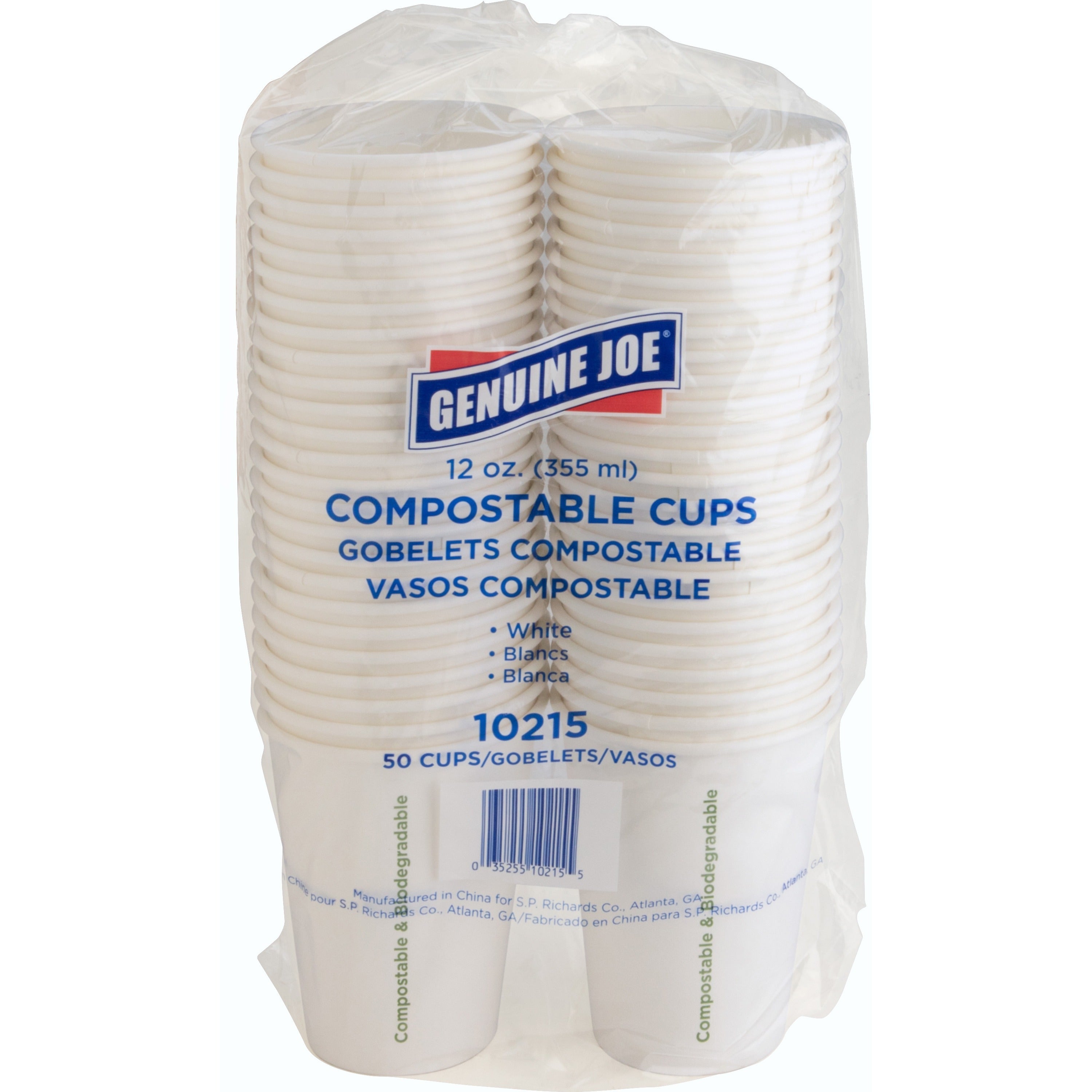 Genuine Joe 12 oz Eco-friendly Paper Cups - 50 / Pack - White - Paper - 