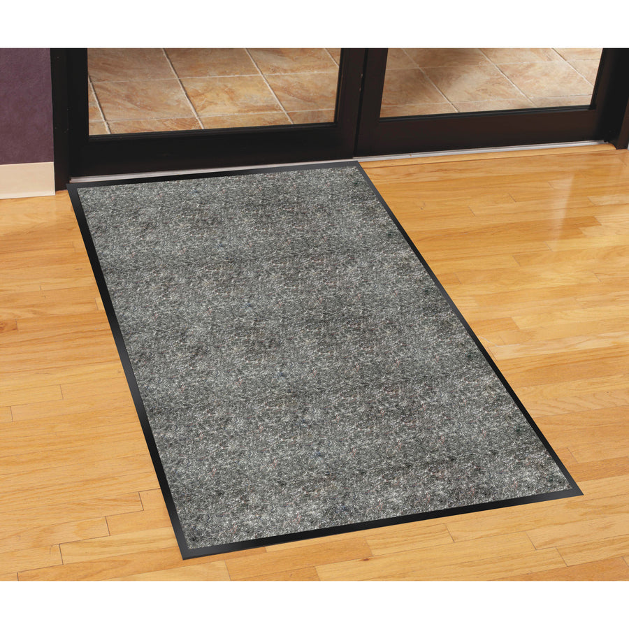 Genuine Joe Silver Series Indoor Entry Mat - Building, Carpet, Hard Floor - 10 ft Length x 36" Width - Plush - Charcoal - 1Each - 