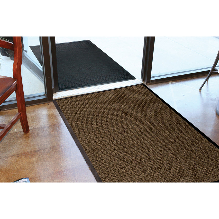 Genuine Joe Waterguard Floor Mat - Floor - 10 ft Length x 36" Width - Rectangular - Rubber - Brown - 1Each - 