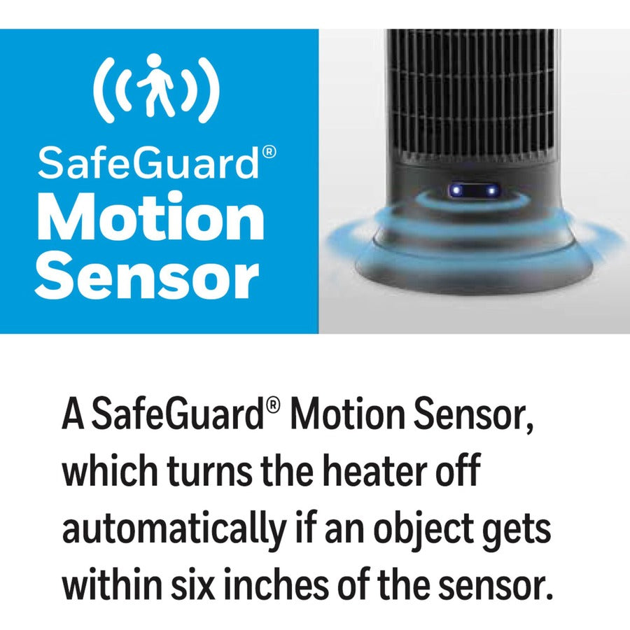 Honeywell Motion Sensor Ceramic Heater - Ceramic - 1500 W - 2 x Heat Settings - Timer - 1500 W - Oscillation - Indoor - Tower - Dark Gray