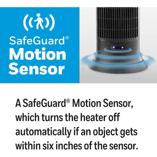 Honeywell Motion Sensor Ceramic Heater - Ceramic - 1500 W - 2 x Heat Settings - Timer - 1500 W - Oscillation - Indoor - Tower - Dark Gray