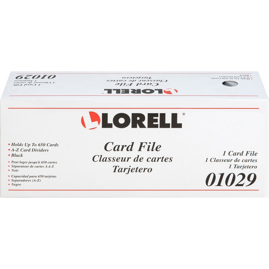 Lorell Desktop Business Card File - 650 Card Capacity - Black, Smoke