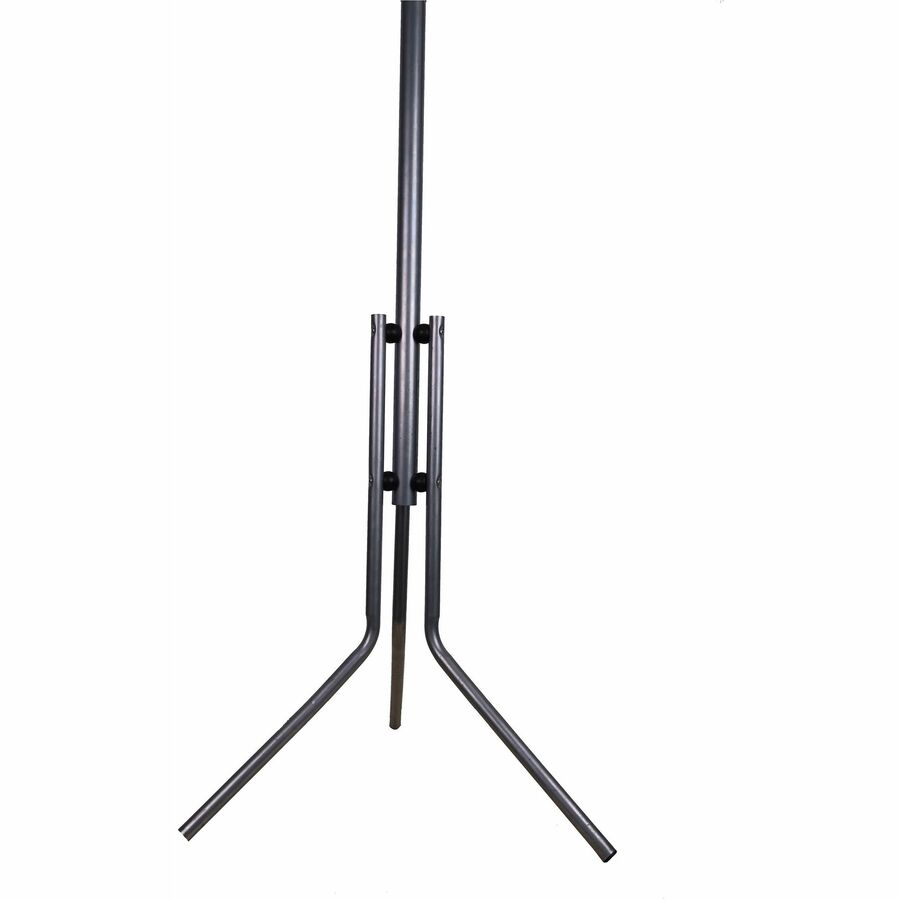 Lorell Tripod Base Coat Rack - 4 Hooks - 4 Pegs - for Coat, Jacket, Hat, Scarf - Metal - Silver - 1 Each
