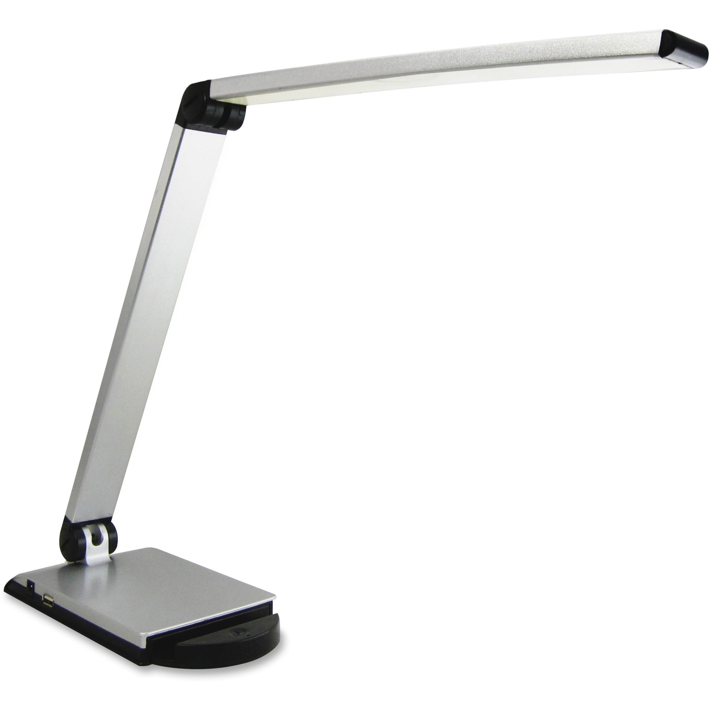 Lorell Smart Device Slot/USB Task Light - 8 W LED Bulb - USB Charging, Dimmable - Aluminum, Plastic - Desk Mountable - Silver - for Desk, Table, Indoor - 