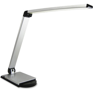 Lorell Smart Device Slot/USB Task Light - 8 W LED Bulb - USB Charging, Dimmable - Aluminum, Plastic - Desk Mountable - Silver - for Desk, Table, Indoor - 