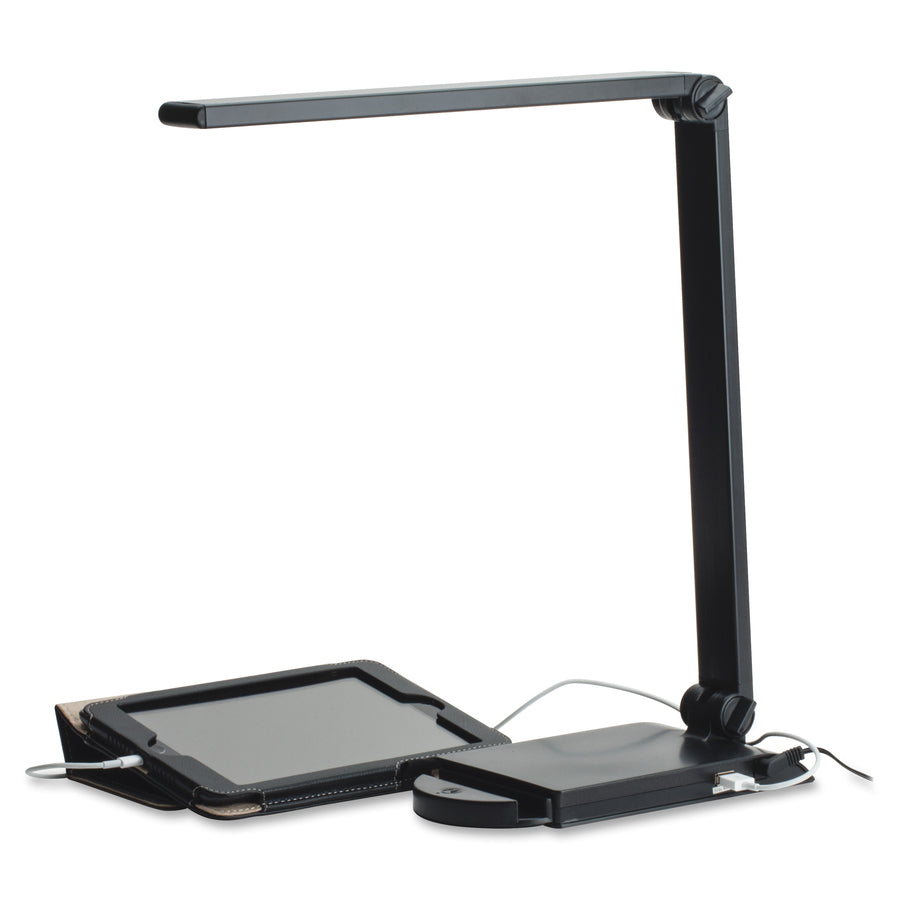 Lorell 8-watt SMD LED Task Light - 8 W LED Bulb - USB Charging, Dimmable - Aluminum, Plastic - Desk Mountable - Black - for Desk, Table, Indoor - 