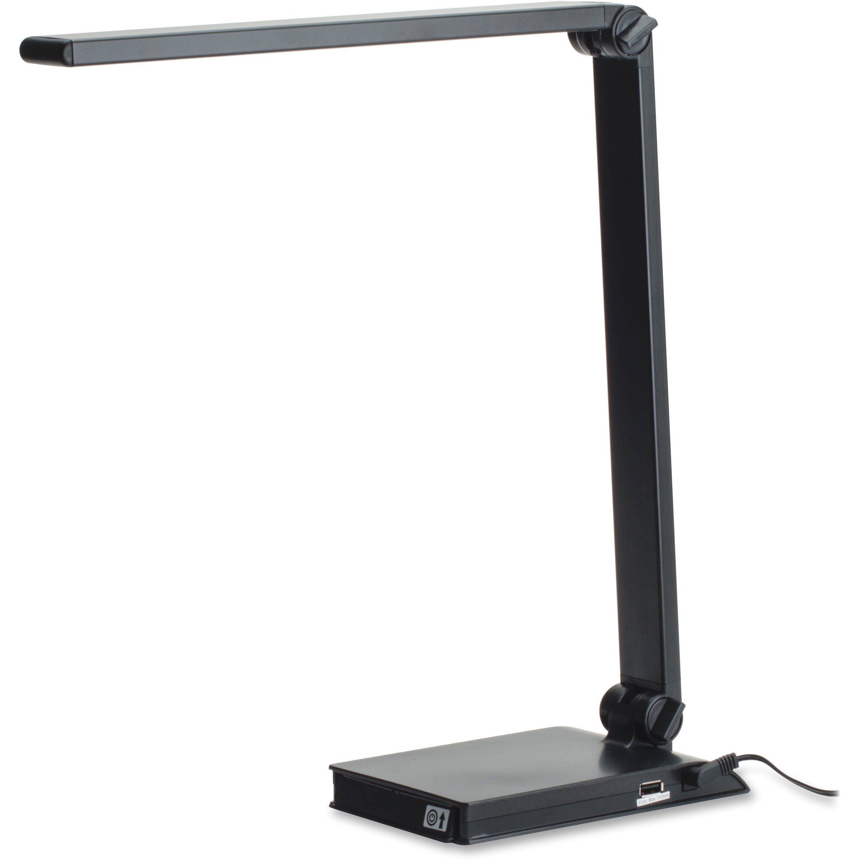 Lorell 8-watt SMD LED Task Light - 8 W LED Bulb - USB Charging, Dimmable - Aluminum, Plastic - Desk Mountable - Black - for Desk, Table, Indoor - 