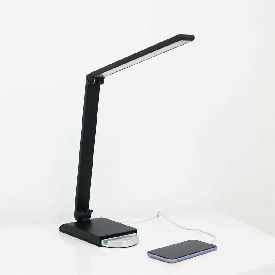 Lorell 8-watt SMD LED Task Light - 8 W LED Bulb - USB Charging, Dimmable - Aluminum, Plastic - Desk Mountable - Black - for Desk, Table, Indoor