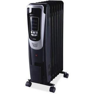 Lorell LED Display Mobile Radiator Heater - Electric - Electric - 600 W to 1500 W - 3 x Heat Settings - 150 Sq. ft. Coverage Area - 1500 W - Black - 1