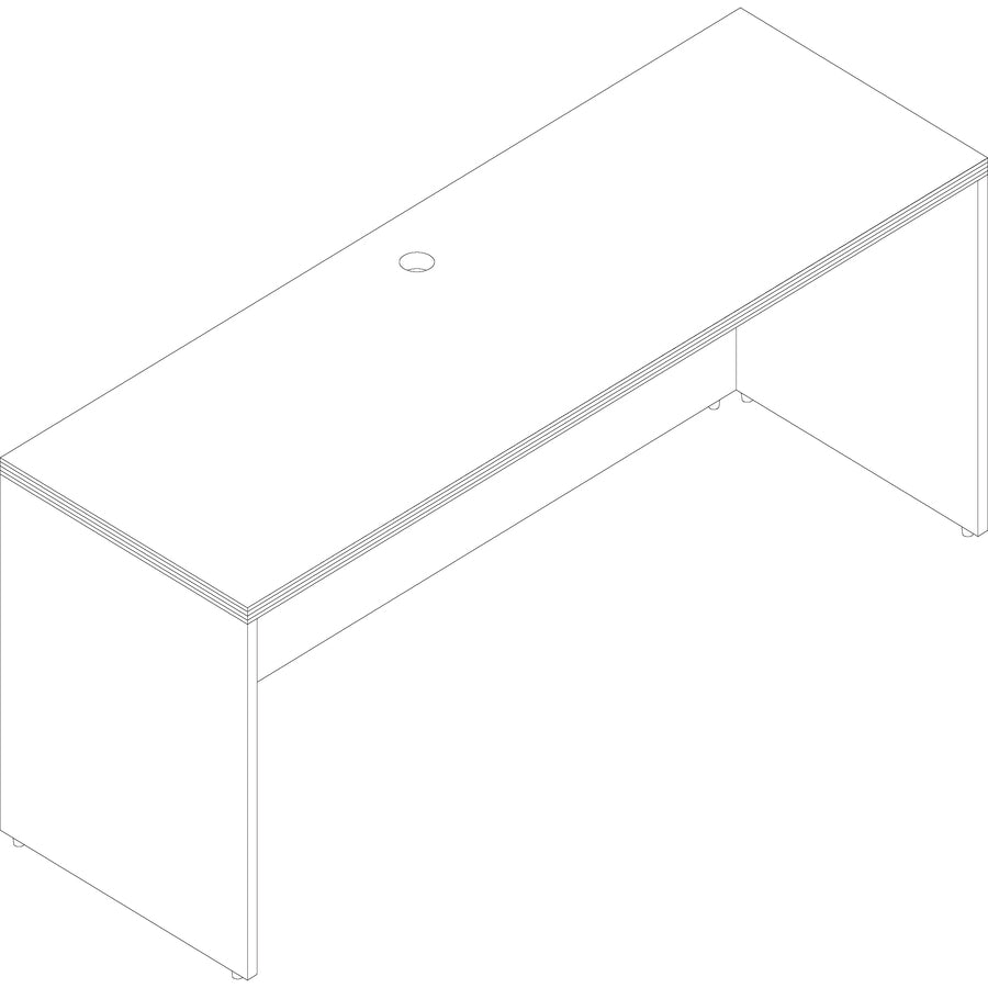 Lorell Chateau Series Credenza - 70.9" x 23.6"30" Credenza, 1.5" Top - Reeded Edge - Material: P2 Particleboard - Finish: Walnut, Laminate - Durable, Grommet, Cord Management, Modesty Panel - For Office - 