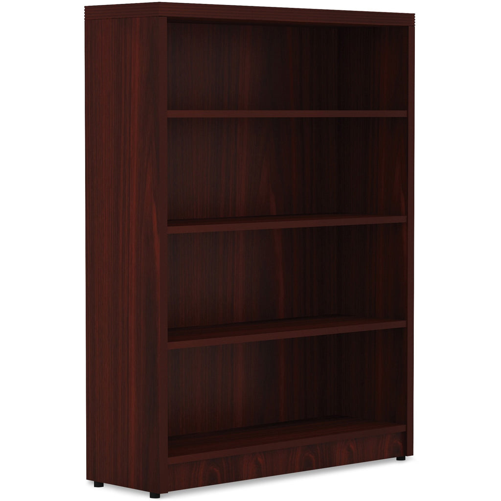 Lorell Chateau Series Bookshelf - 1.5" Top, 36" x 11.6"48.5" Bookshelf - 4 Shelve(s) - Reeded Edge - Material: P2 Particleboard - Finish: Mahogany - Durable, Sturdy - For Office, Book - 
