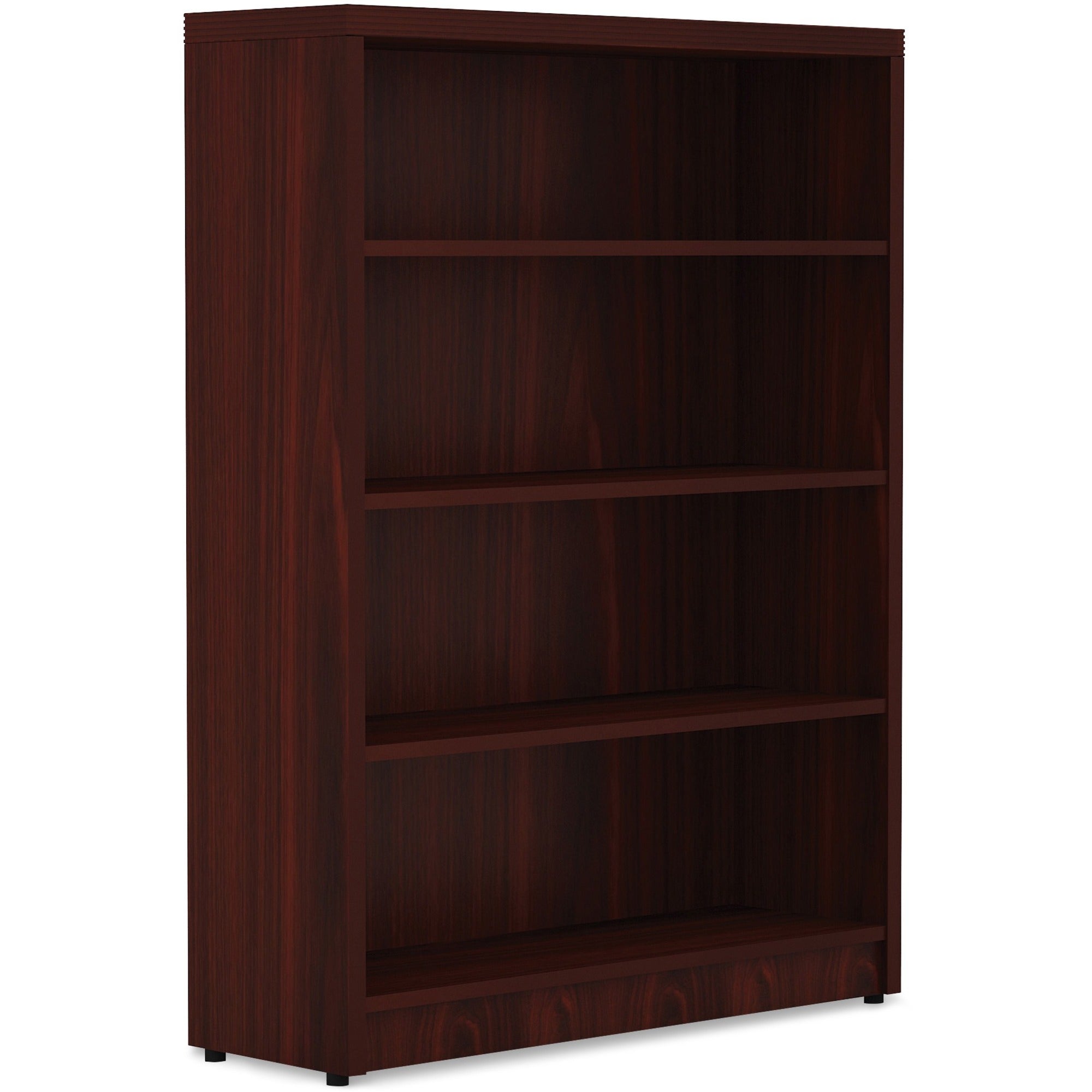 Lorell Chateau Series Bookshelf - 1.5" Top, 36" x 11.6"48.5" Bookshelf - 4 Shelve(s) - Reeded Edge - Material: P2 Particleboard - Finish: Mahogany - Durable, Sturdy - For Office, Book - 