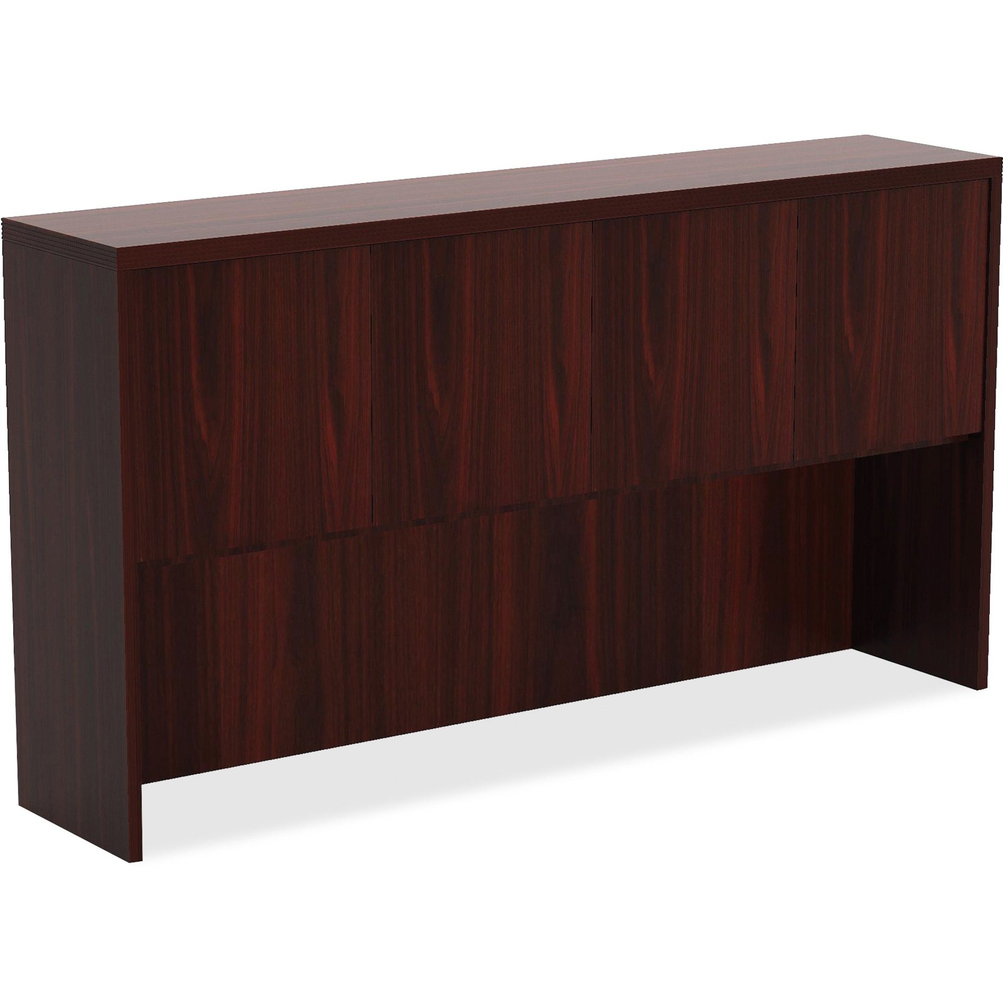 Lorell Chateau Series Hutch - 70.9" x 14.8"36.5" Hutch, 1.5" Top - 4 Door(s) - Reeded Edge - Material: P2 Particleboard - Finish: Mahogany, Laminate - Durable - For Office - 