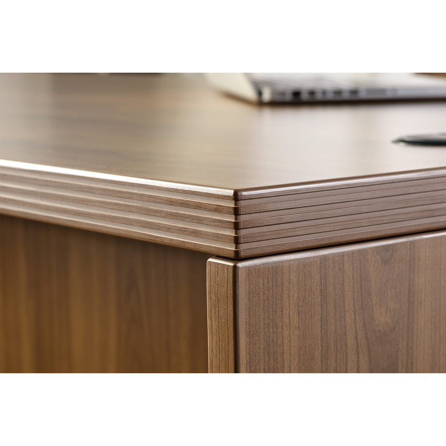 Lorell Chateau Series Hutch - 70.9" x 14.8"36.5" Hutch, 1.5" Top - 4 Door(s) - Reeded Edge - Material: P2 Particleboard - Finish: Walnut, Laminate - Durable - For Office - 