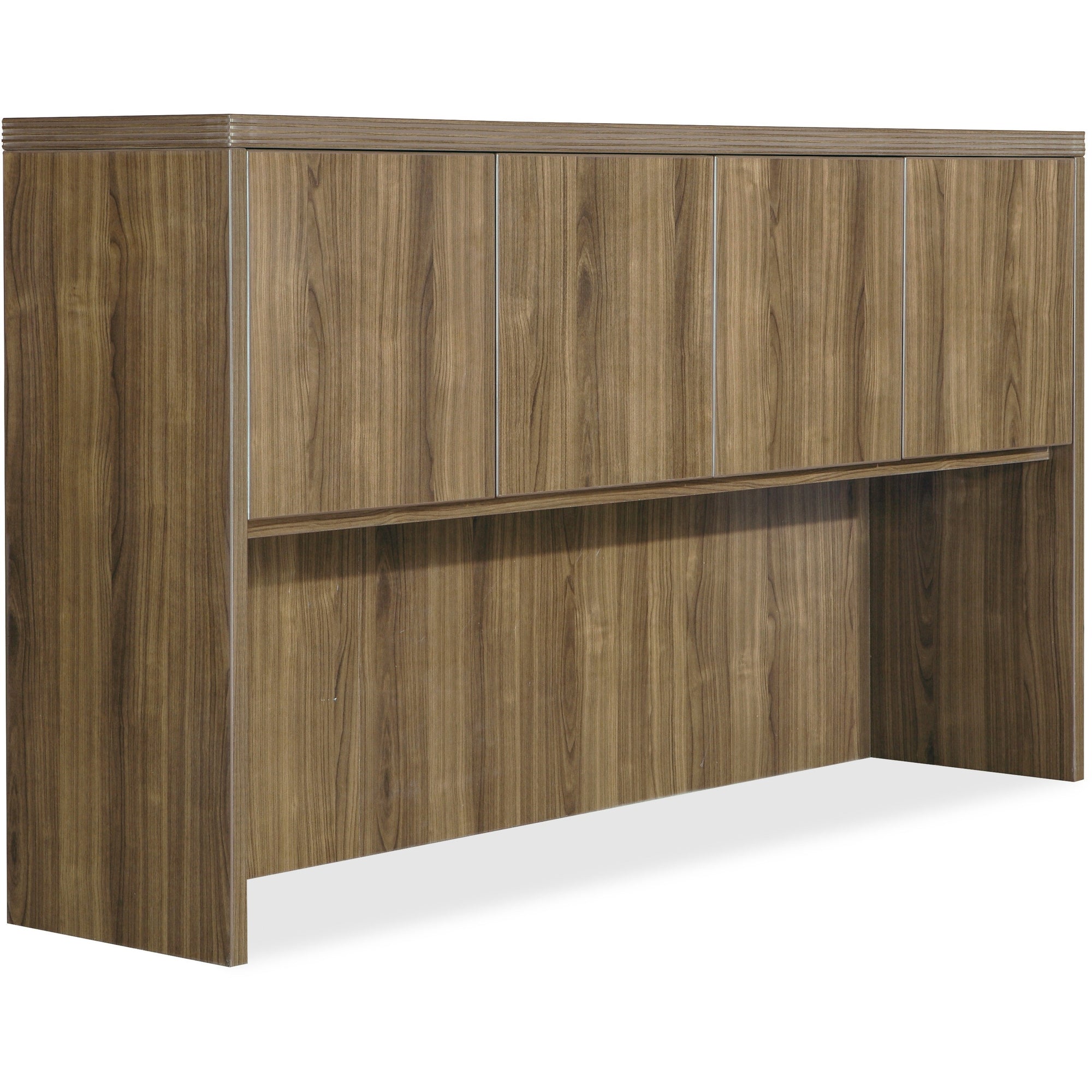 Lorell Chateau Series Hutch - 70.9" x 14.8"36.5" Hutch, 1.5" Top - 4 Door(s) - Reeded Edge - Material: P2 Particleboard - Finish: Walnut, Laminate - Durable - For Office