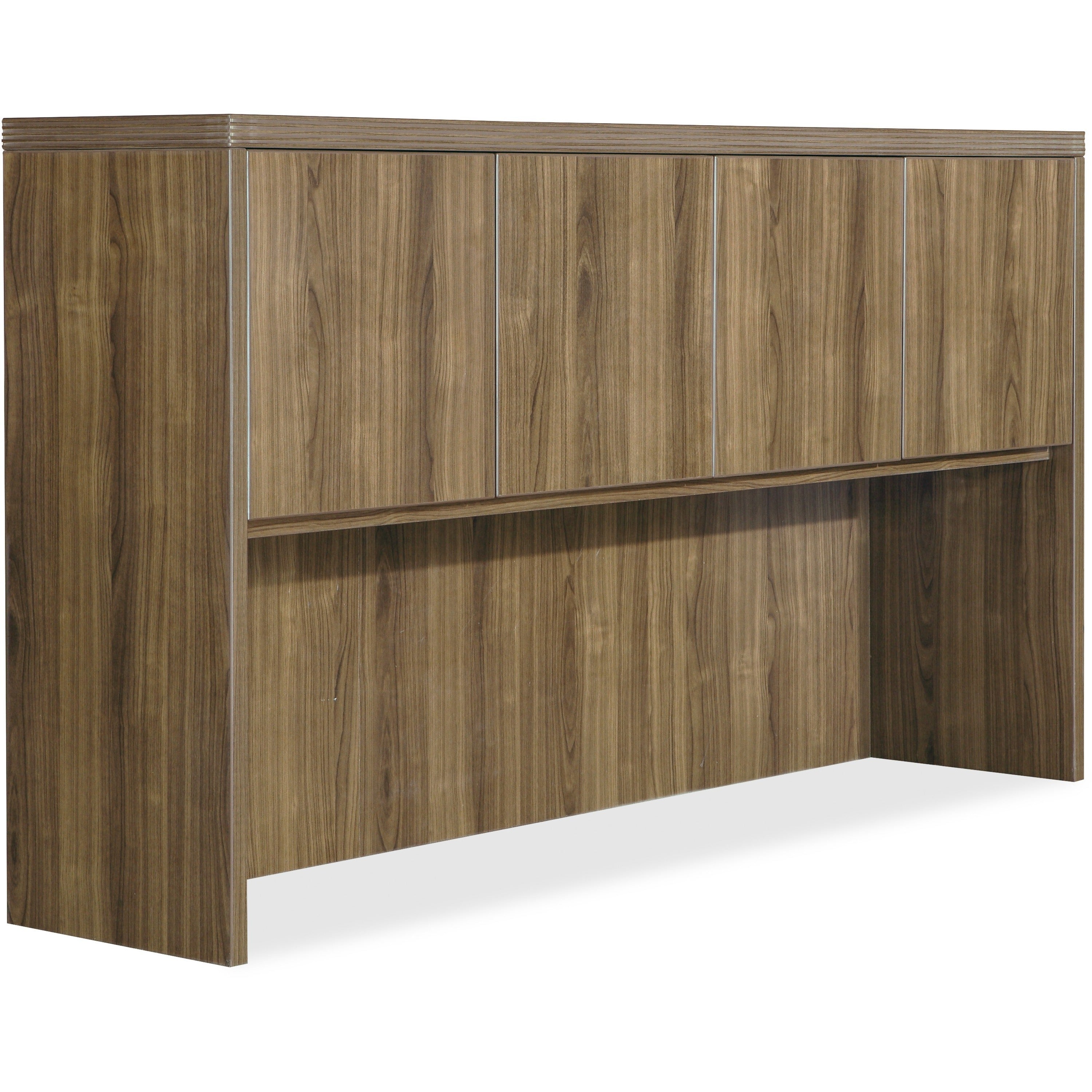 Lorell Chateau Series Hutch - 70.9" x 14.8"36.5" Hutch, 1.5" Top - 4 Door(s) - Reeded Edge - Material: P2 Particleboard - Finish: Walnut, Laminate - Durable - For Office
