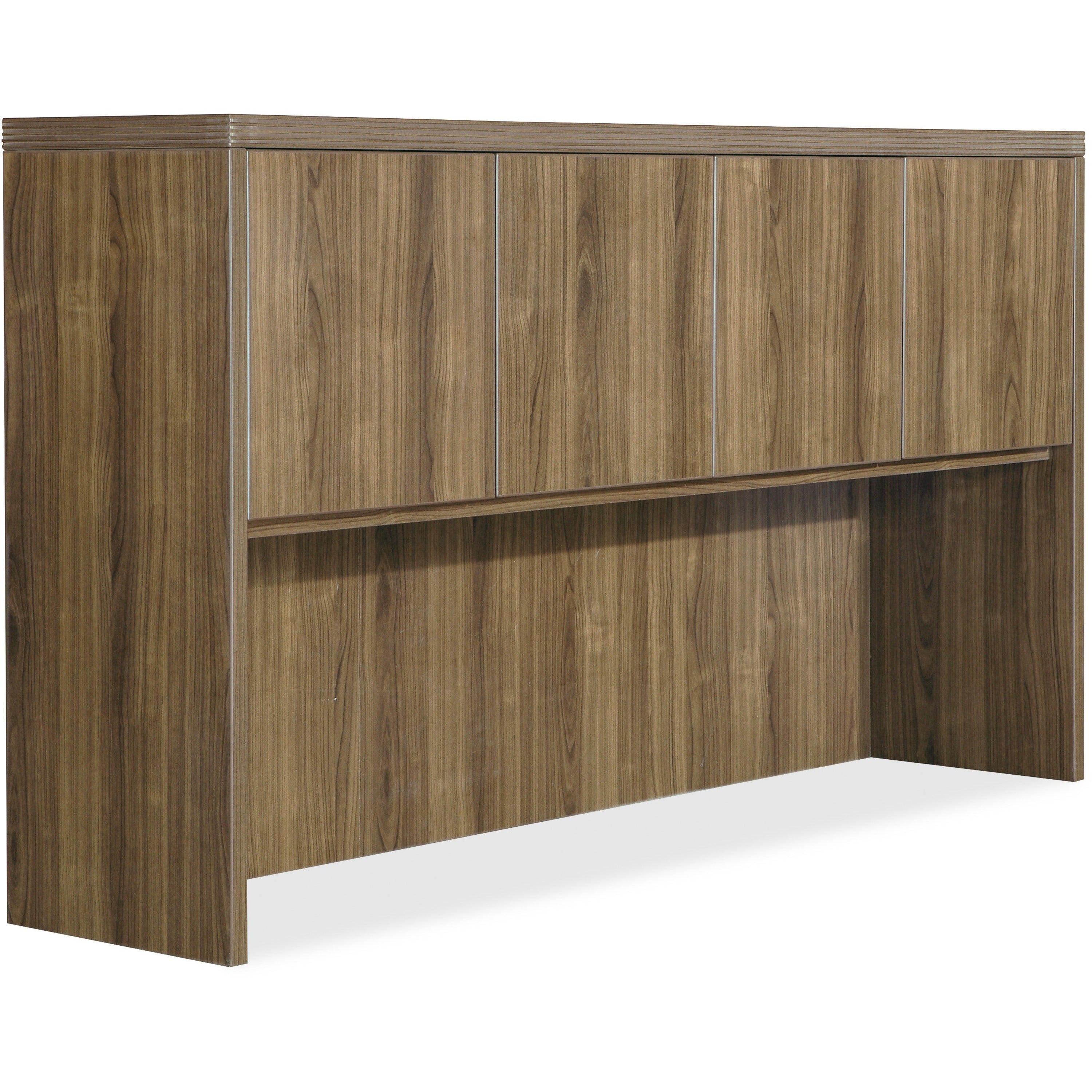 Lorell Chateau Series Hutch - 70.9" x 14.8"36.5" Hutch, 1.5" Top - 4 Door(s) - Reeded Edge - Material: P2 Particleboard - Finish: Walnut, Laminate - Durable - For Office - 