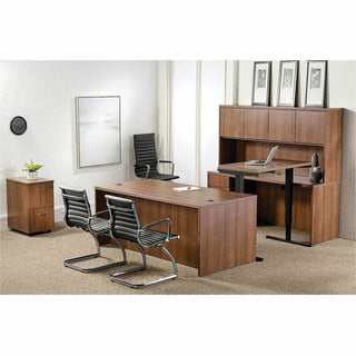 Lorell Chateau Series Hutch - 70.9" x 14.8"36.5" Hutch, 1.5" Top - 4 Door(s) - Reeded Edge - Material: P2 Particleboard - Finish: Walnut, Laminate - Durable - For Office