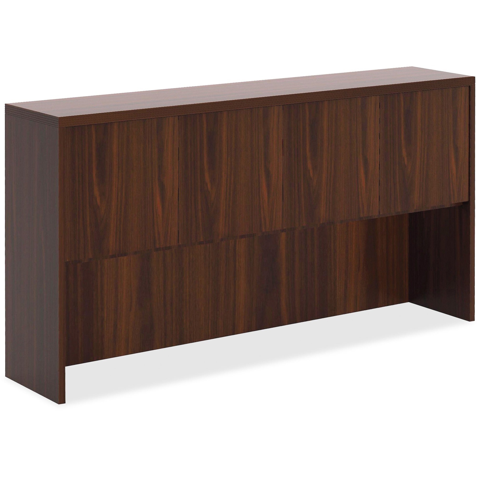 Lorell Chateau Series Hutch - 66.1" x 14.8"36.5" Hutch, 1.5" Top - 4 Door(s) - Reeded Edge - Material: P2 Particleboard - Finish: Mahogany, Laminate - Durable - For Office - 