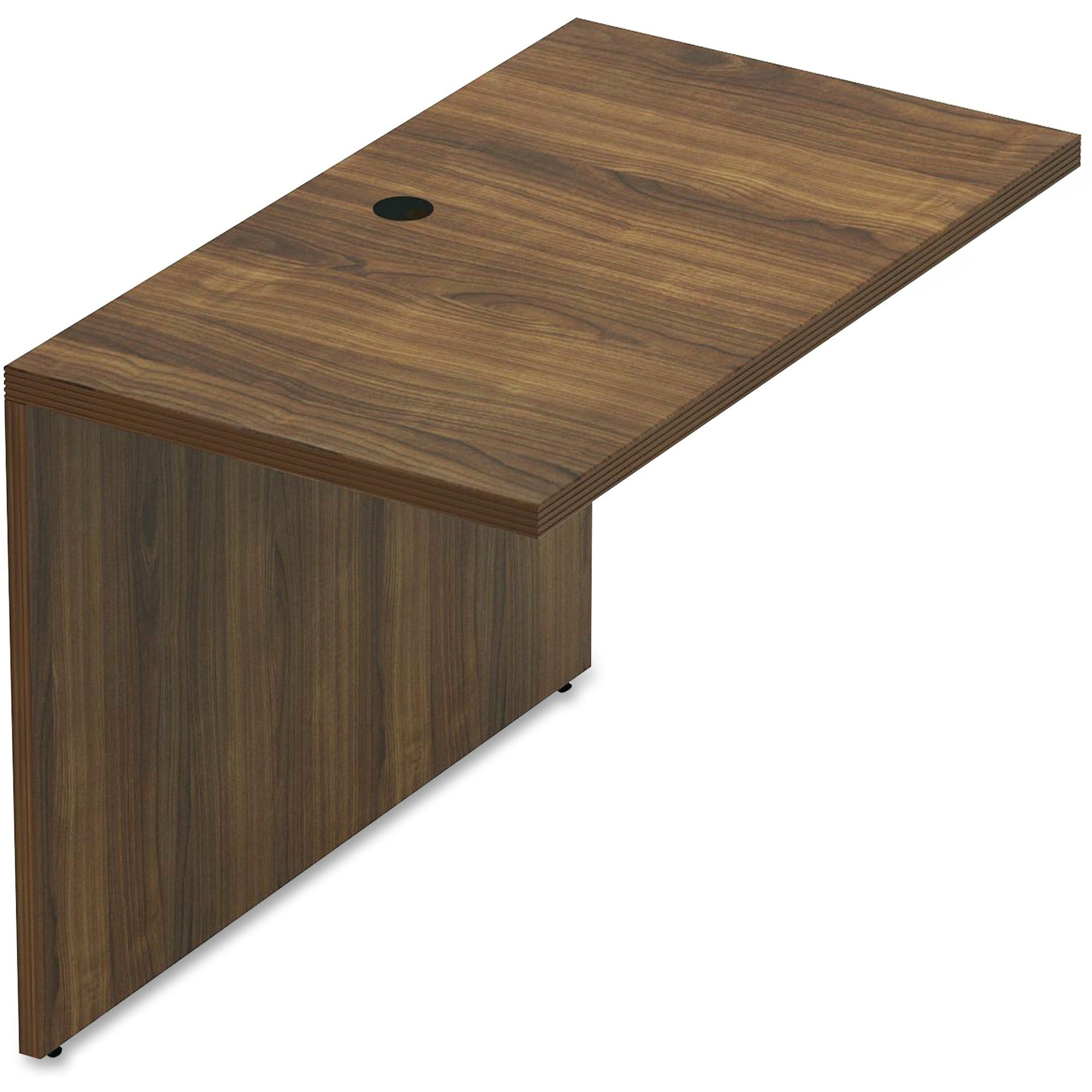 Lorell Chateau Series Bridge - 41.4" x 23.6"30" Bridge, 1.5" Top - Reeded Edge - Material: P2 Particleboard - Finish: Walnut, Laminate - Durable, Grommet, Modesty Panel, Cord Management - For Office - 