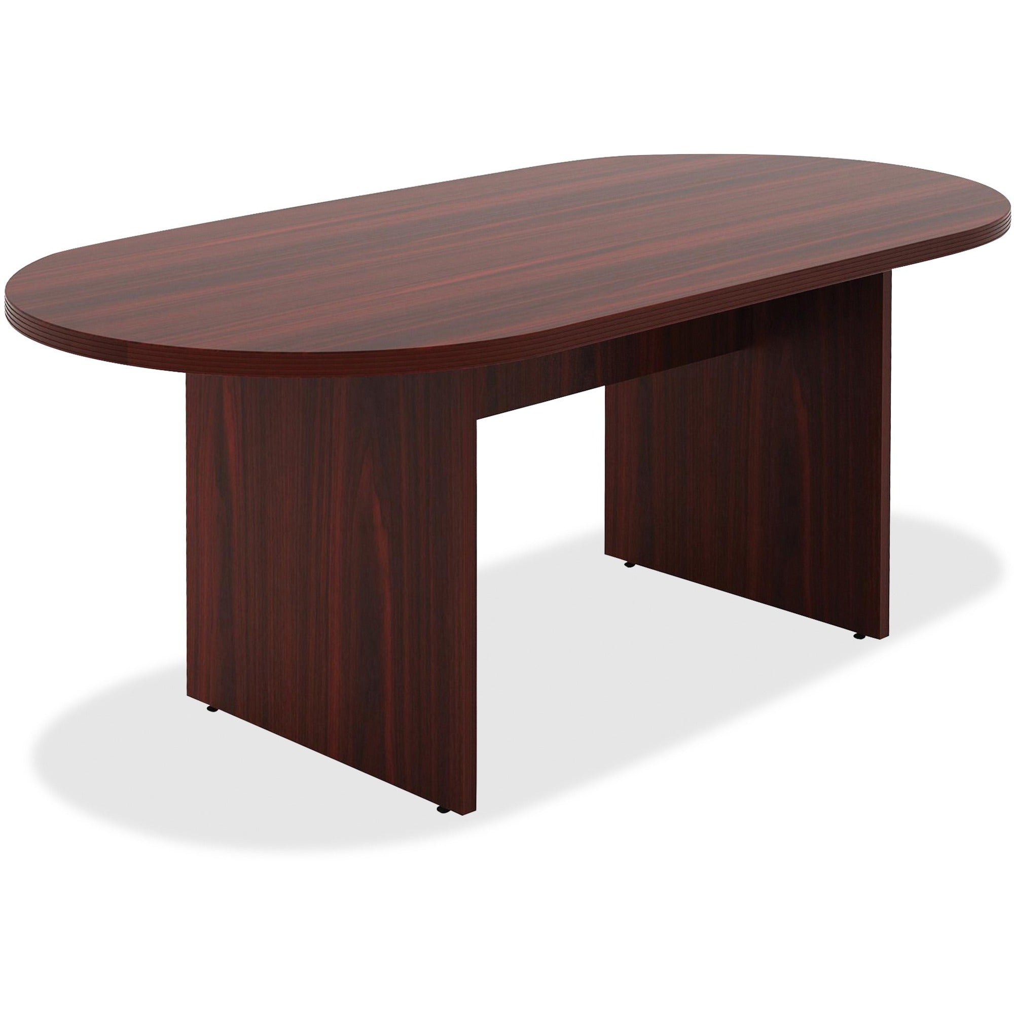Lorell Chateau Series 6' Oval Conference Table - 70.9" x 35.4"30" Table, 1.5" Top - Reeded Edge - Material: P2 Particleboard - Finish: Mahogany Laminate - Durable, Modesty Panel - For Meeting - 