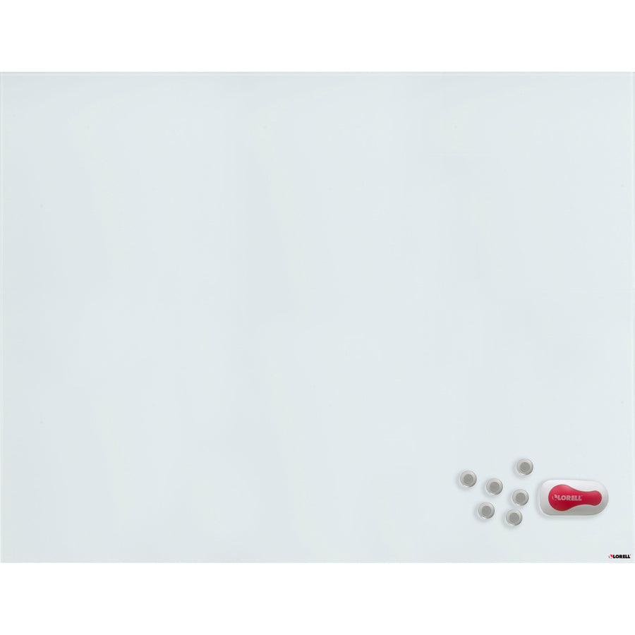 Lorell Magnetic Dry-Erase Glass Board - 46.5" (3.9 ft) Width x 36" (3 ft) Height - White Glass Surface - Rectangle - Magnetic - Stain Resistant, Ghost Resistant, Smooth Writing - 1 Each - 