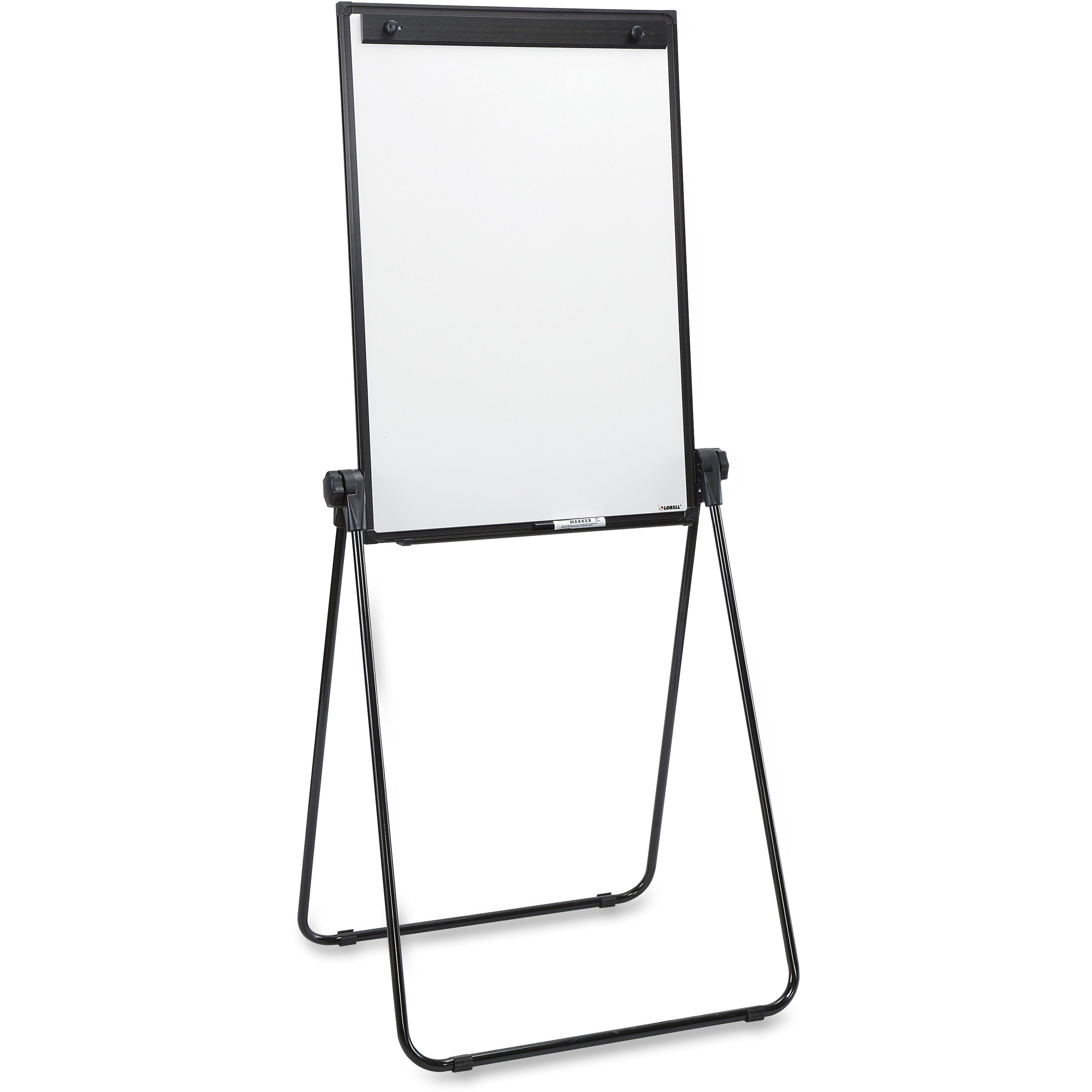 Lorell 2-sided Dry-Erase Easel with Flip-Chart Clip - 36" (3 ft) Width x 24" (2 ft) Height - Melamine Surface - Black Steel Frame - Rectangle - 1 Each - 