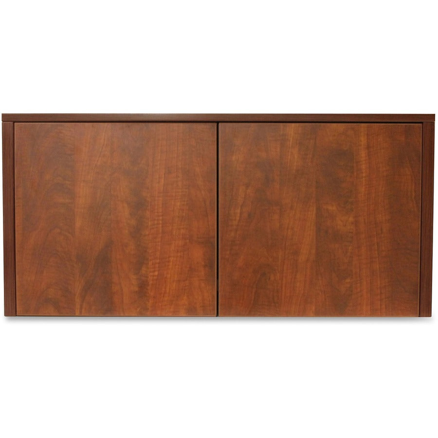 Lorell Essentials/Revelance Series Wall-Mount Hutch - 35.4" x 14.8"16.8" Hutch, 1" Side Panel, 0.6" Back Panel, 0.7" Panel, 1" Bottom Panel - Finish: Mahogany - Back Panel, Edge Banding - For Office