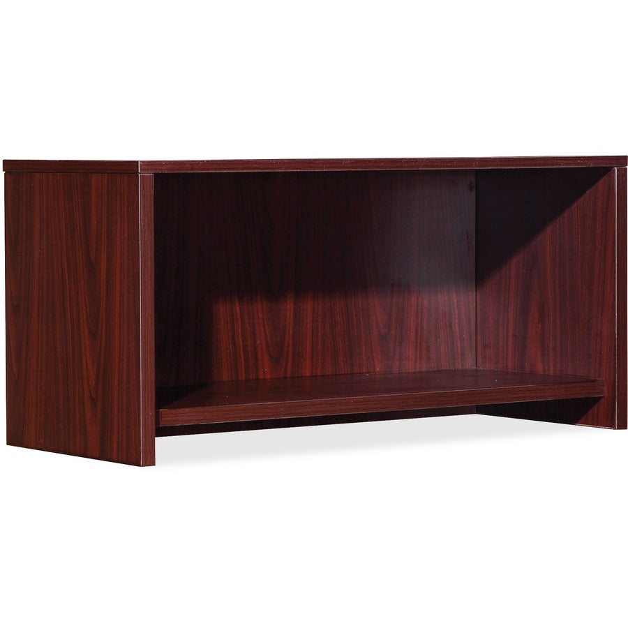 Lorell Essentials/Revelance Series Wall-Mount Hutch - 35.4" x 14.8"16.8" Hutch, 1" Side Panel, 0.6" Back Panel, 0.7" Panel, 1" Bottom Panel - Finish: Mahogany - Back Panel, Edge Banding - For Office