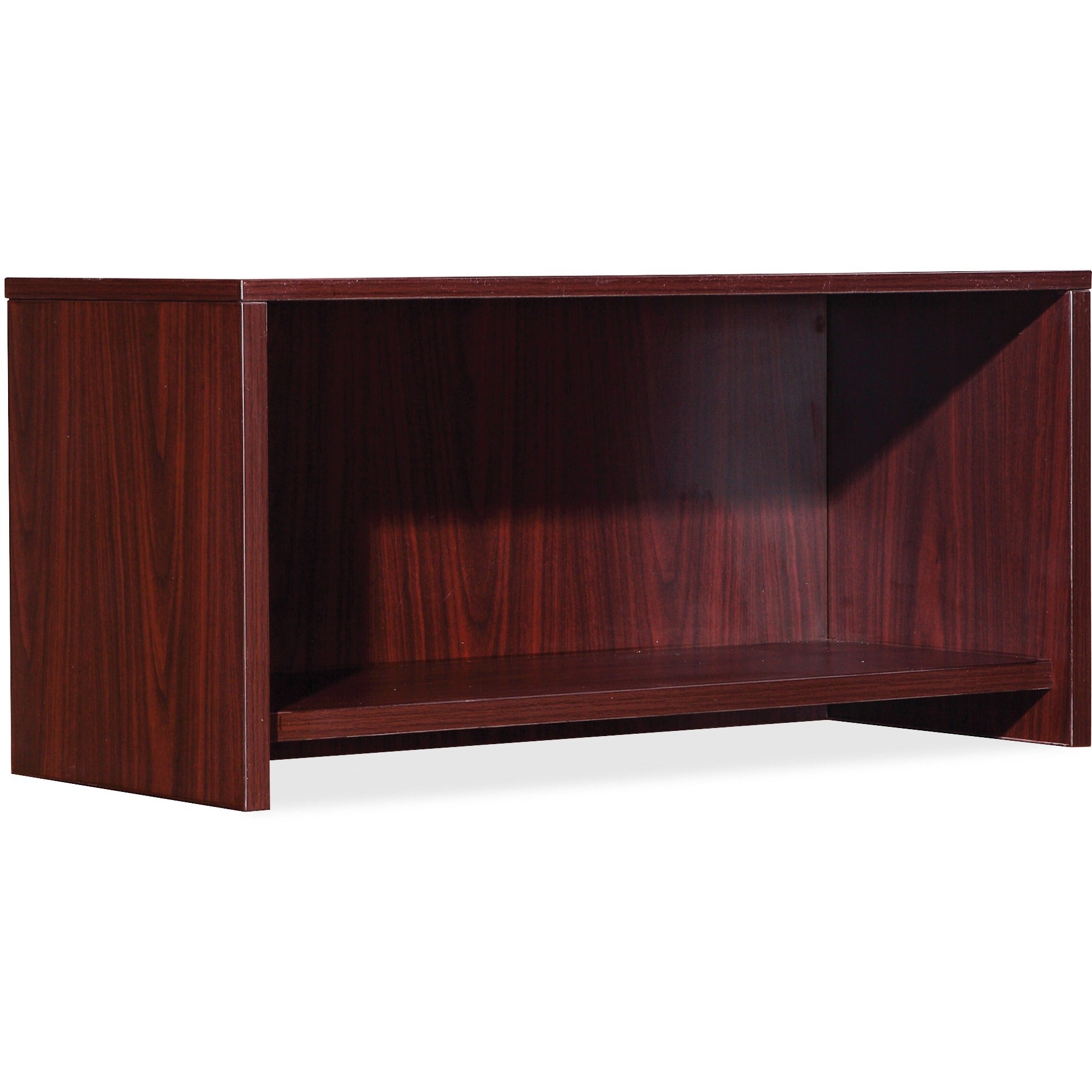 Lorell Essentials/Revelance Series Wall-Mount Hutch - 35.4" x 14.8"16.8" Hutch, 1" Side Panel, 0.6" Back Panel, 0.7" Panel, 1" Bottom Panel - Finish: Mahogany - Back Panel, Edge Banding - For Office - 