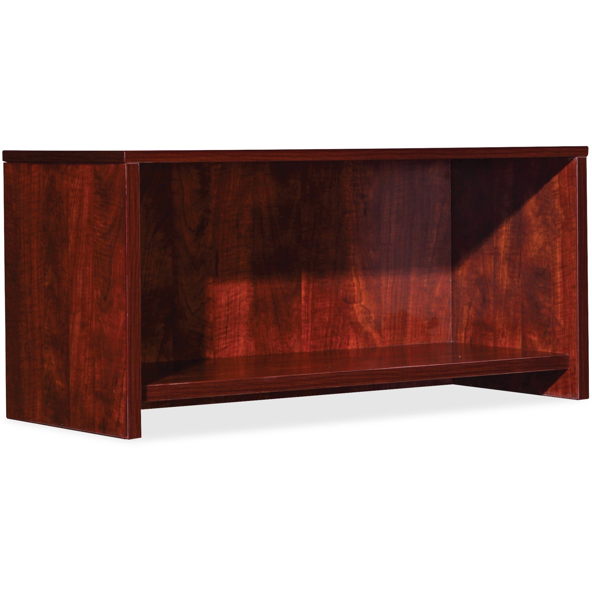 Lorell Essentials Series Wall-Mount Hutch - 35.4" x 14.8"16.8" Hutch, 1" Side Panel, 0.6" Back Panel, 0.7" Panel, 1" Bottom Shelf - Finish: Cherry - Back Panel, Edge Banding - For Office - 