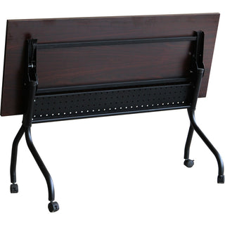 Lorell Flip Top Training Table - For - Table TopRectangle Top - Four Leg Base - 4 Legs x 60" Table Top Width x 23.60" Table Top Depth - 29.50" Height x 59" Width x 23.63" Depth - Assembly Required - Black, Mahogany - Melamine, Nylon - 1 Each